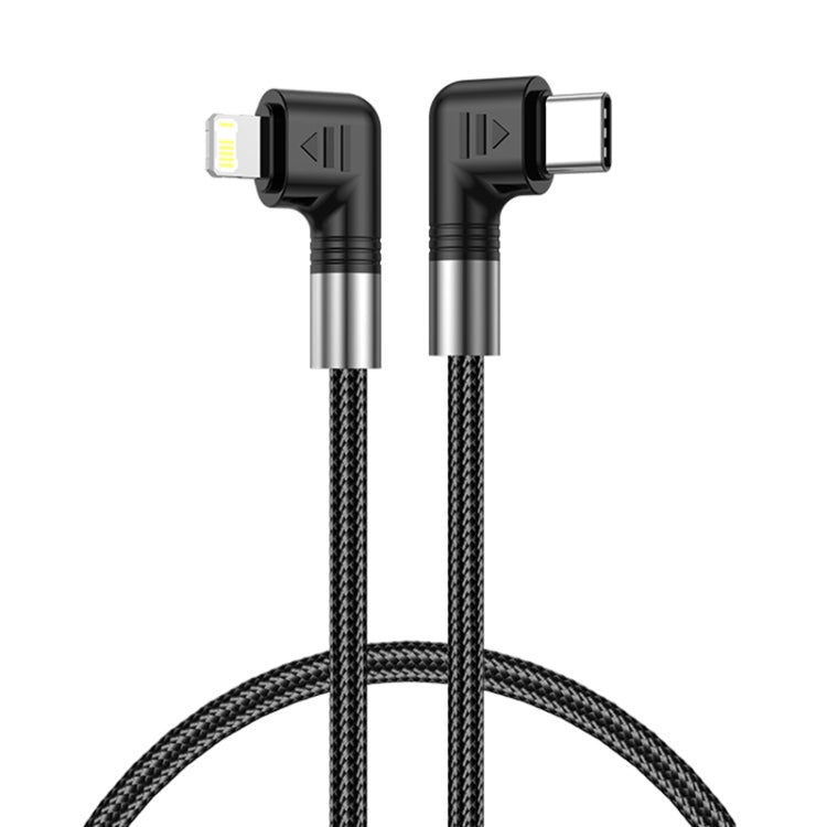 A9 30W USB-C/Type-C to 8 Pin Double Elbow Data Cable