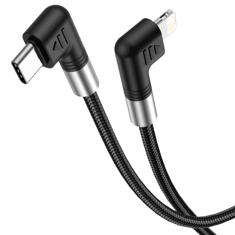 A9 30W USB-C/Type-C to 8 Pin Double Elbow Data Cable