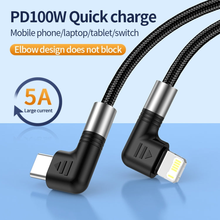 A9 30W USB-C/Type-C to 8 Pin Double Elbow Data Cable