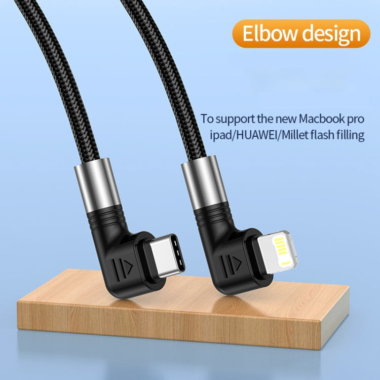 A9 30W USB-C/Type-C to 8 Pin Double Elbow Data Cable