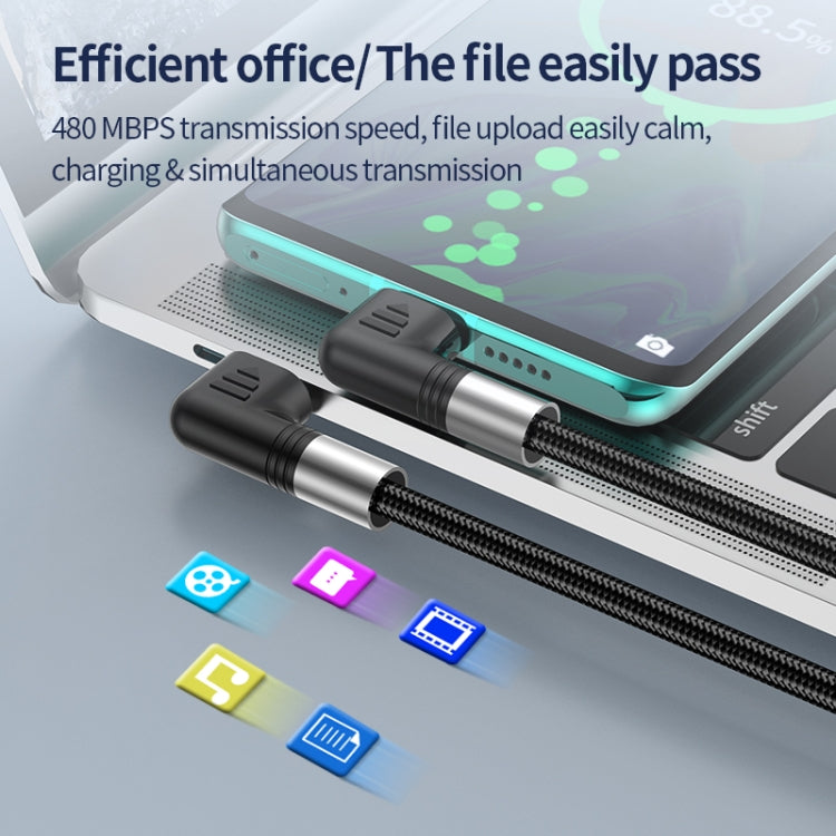 A9 30W USB-C/Type-C to 8 Pin Double Elbow Data Cable