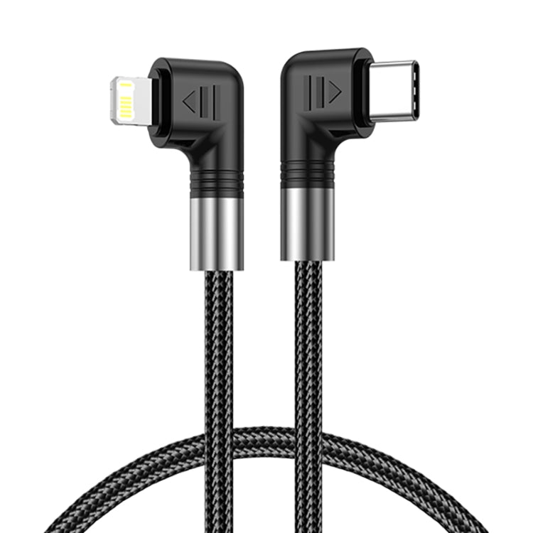 A9 30W USB-C/Type-C to 8 Pin Double Elbow Data Cable