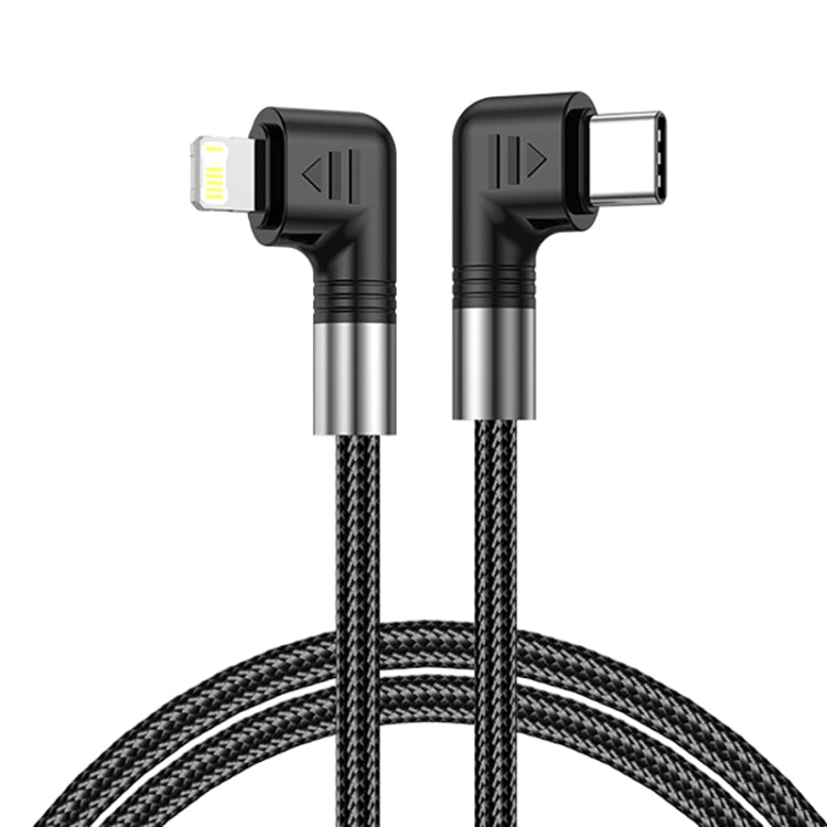 A9 30W USB-C/Type-C to 8 Pin Double Elbow Data Cable