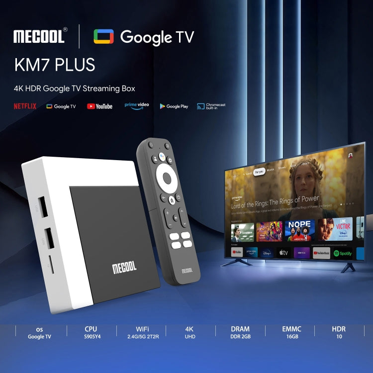 MECOOL KM7 Plus Android 11 Smart TV Set Top Box, Amlogic S905Y4 Quad Core, 2GB+16GB, Plug Type:EU Plug