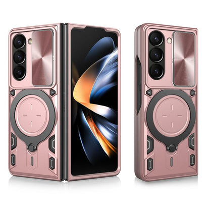 CD Texture Sliding Camshield Magnetic Holder Phone Case, For Galaxy Z Fold8 5G, For Samsung Galaxy Z Fold7, For Samsung Galaxy Z Fold5
