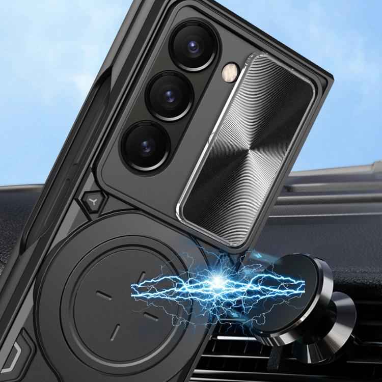 CD Texture Sliding Camshield Magnetic Holder Phone Case, For Samsung Galaxy Z Fold7, For Samsung Galaxy Z Fold5
