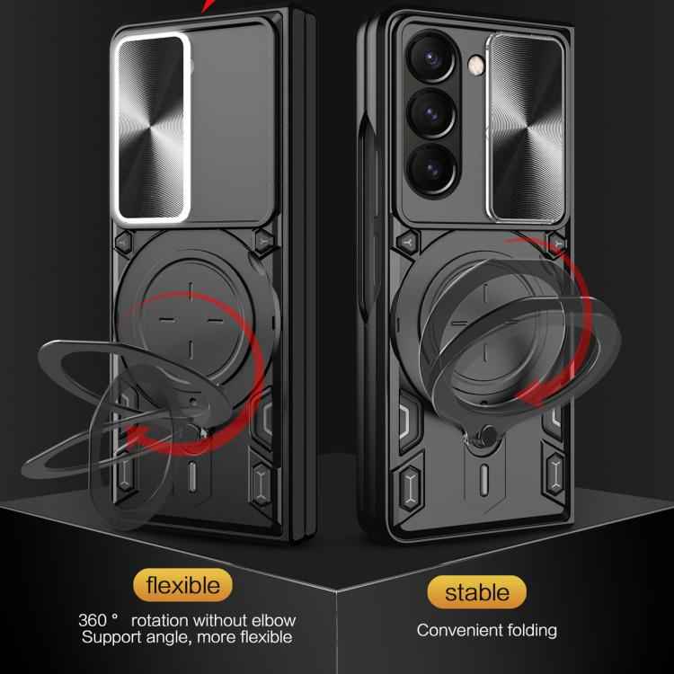 CD Texture Sliding Camshield Magnetic Holder Phone Case, For Samsung Galaxy Z Fold7, For Samsung Galaxy Z Fold5