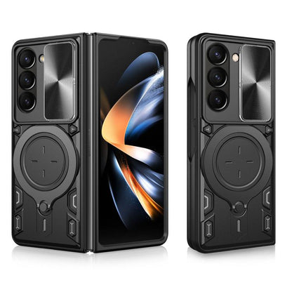CD Texture Sliding Camshield Magnetic Holder Phone Case, For Galaxy Z Fold8 5G, For Samsung Galaxy Z Fold7, For Samsung Galaxy Z Fold5