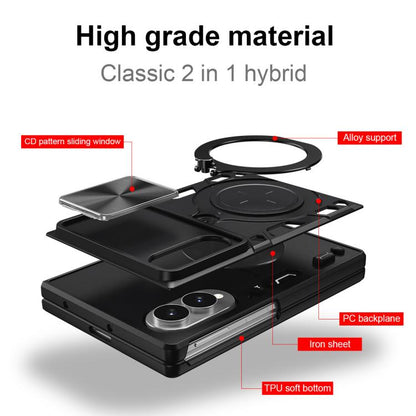 CD Texture Sliding Camshield Magnetic Holder Phone Case, For Galaxy Z Fold8 5G, For Samsung Galaxy Z Fold7, For Samsung Galaxy Z Fold5