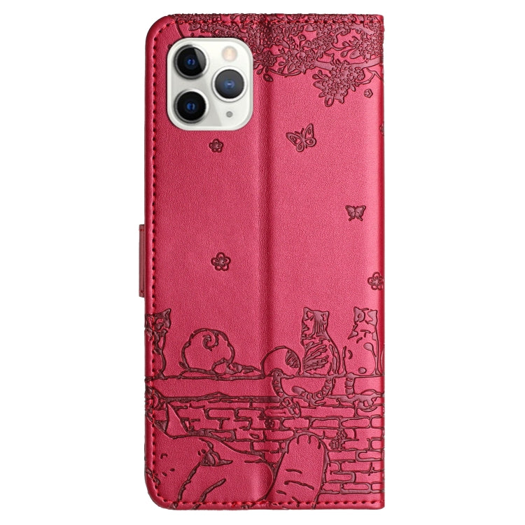 Cat Embossing Pattern Leather Phone Case with Lanyard