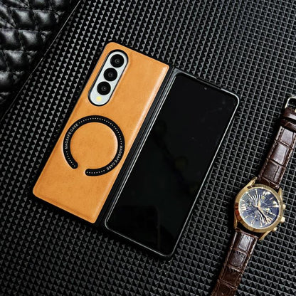 Crazy Horse Texture Magnetic Magsafe PU Phone Case, For Galaxy Z Fold8 Ultra 5G, For Galaxy Z Flip8 5G, For Samsung Galaxy Z Flip7 5G, For Samsung Galaxy Z Fold5, For Samsung Galaxy Z Flip5