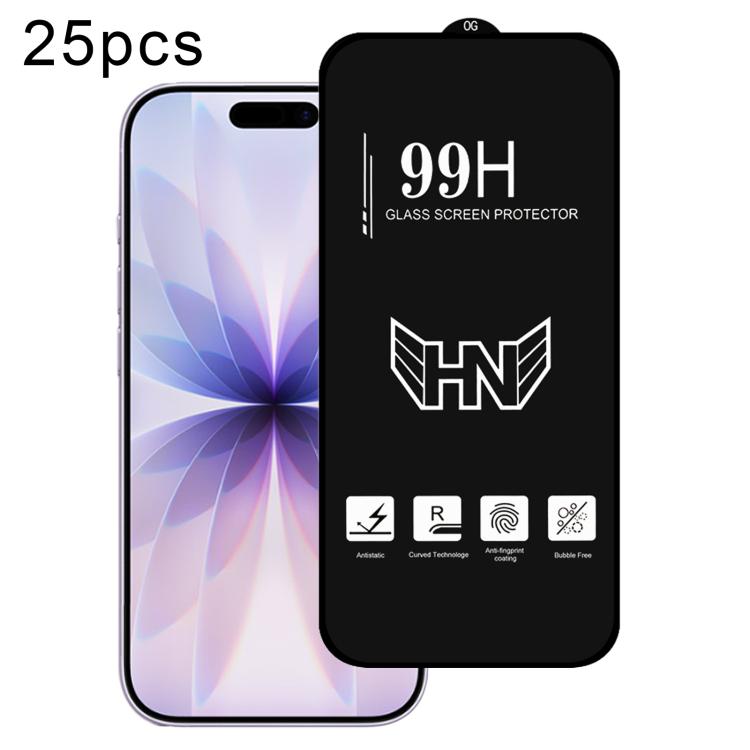 25pcs High Aluminum Large Arc Full Screen Tempered Glass Film