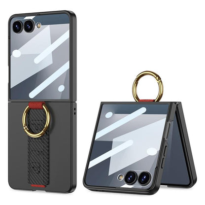 GKK Integrated Ultrathin Shockproof Phone Case with Ring Wrist Strap, For Galaxy Z Flip8 5G, For Samsung Galaxy Z Flip7 5G, For Samsung Galaxy Z Flip6, For Samsung Galaxy Z Flip5, For Samsung Galaxy Z Flip4 5G, For Samsung Galaxy Z Flip3 5G