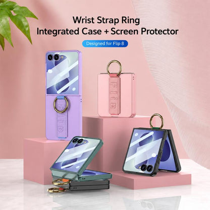 GKK Integrated Ultrathin Shockproof Phone Case with Ring Wrist Strap, For Galaxy Z Flip8 5G, For Samsung Galaxy Z Flip7 5G, For Samsung Galaxy Z Flip6, For Samsung Galaxy Z Flip5, For Samsung Galaxy Z Flip4 5G, For Samsung Galaxy Z Flip3 5G