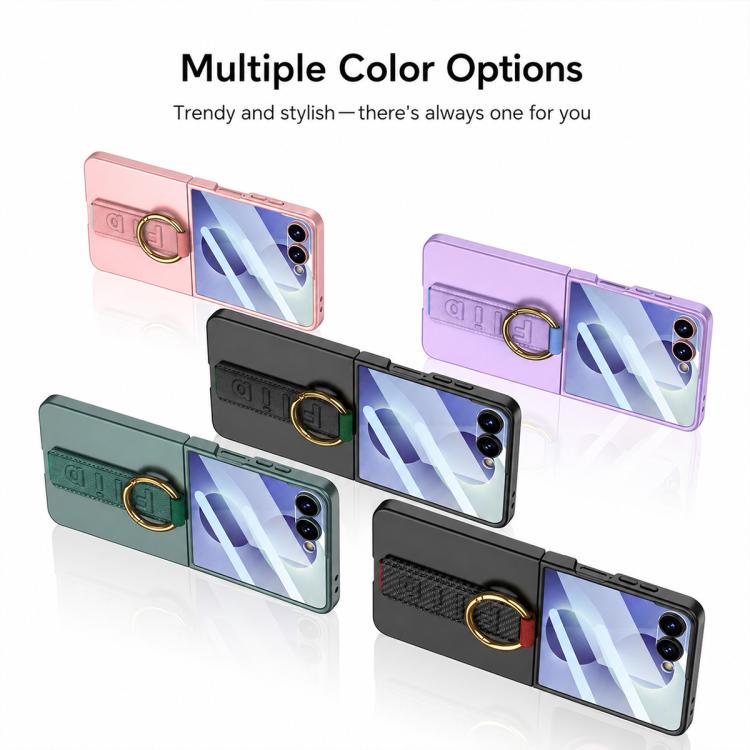 GKK Integrated Ultrathin Shockproof Phone Case with Ring Wrist Strap, For Galaxy Z Flip8 5G, For Samsung Galaxy Z Flip7 5G, For Samsung Galaxy Z Flip6, For Samsung Galaxy Z Flip5, For Samsung Galaxy Z Flip4 5G, For Samsung Galaxy Z Flip3 5G