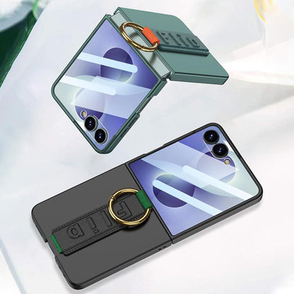 GKK Integrated Ultrathin Shockproof Phone Case with Ring Wrist Strap, For Galaxy Z Flip8 5G, For Samsung Galaxy Z Flip7 5G, For Samsung Galaxy Z Flip6, For Samsung Galaxy Z Flip5, For Samsung Galaxy Z Flip4 5G, For Samsung Galaxy Z Flip3 5G