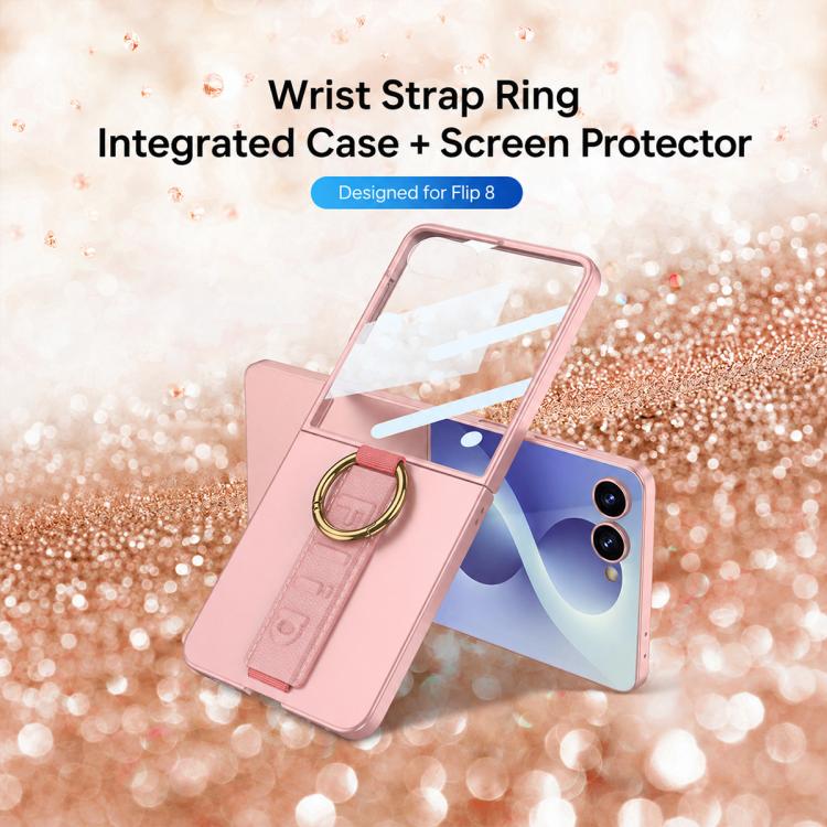 GKK Integrated Ultrathin Shockproof Phone Case with Ring Wrist Strap, For Galaxy Z Flip8 5G, For Samsung Galaxy Z Flip7 5G, For Samsung Galaxy Z Flip6, For Samsung Galaxy Z Flip5, For Samsung Galaxy Z Flip4 5G, For Samsung Galaxy Z Flip3 5G