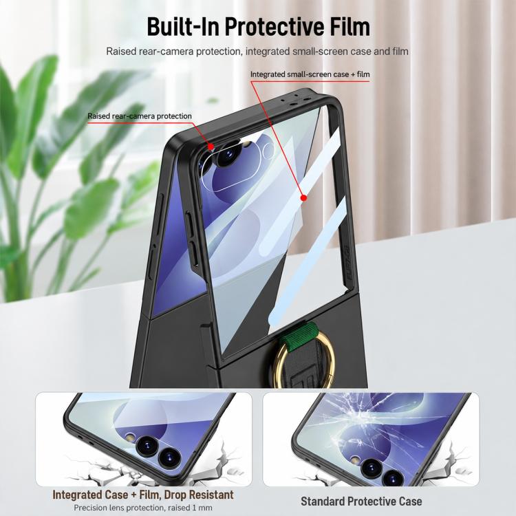 GKK Integrated Ultrathin Shockproof Phone Case with Ring Wrist Strap, For Galaxy Z Flip8 5G, For Samsung Galaxy Z Flip7 5G, For Samsung Galaxy Z Flip6, For Samsung Galaxy Z Flip5, For Samsung Galaxy Z Flip4 5G, For Samsung Galaxy Z Flip3 5G