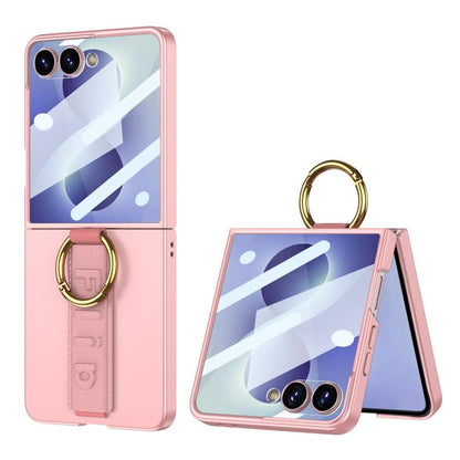 GKK Integrated Ultrathin Shockproof Phone Case with Ring Wrist Strap, For Galaxy Z Flip8 5G, For Samsung Galaxy Z Flip7 5G, For Samsung Galaxy Z Flip6, For Samsung Galaxy Z Flip5, For Samsung Galaxy Z Flip4 5G, For Samsung Galaxy Z Flip3 5G