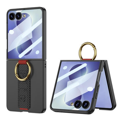 GKK Integrated Ultrathin Shockproof Phone Case with Ring Wrist Strap, For Galaxy Z Flip8 5G, For Samsung Galaxy Z Flip7 5G, For Samsung Galaxy Z Flip6, For Samsung Galaxy Z Flip5, For Samsung Galaxy Z Flip4 5G, For Samsung Galaxy Z Flip3 5G