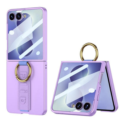 GKK Integrated Ultrathin Shockproof Phone Case with Ring Wrist Strap, For Galaxy Z Flip8 5G, For Samsung Galaxy Z Flip7 5G, For Samsung Galaxy Z Flip6, For Samsung Galaxy Z Flip5, For Samsung Galaxy Z Flip4 5G, For Samsung Galaxy Z Flip3 5G