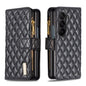 Diamond Lattice Zipper Wallet Leather Flip Phone Case, For Galaxy Z Fold8 5G, For Galaxy Z Fold8 Ultra 5G, For Samsung Galaxy Z Fold7, For Samsung Galaxy Z Fold6, For Samsung Galaxy Z Fold5
