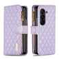 Diamond Lattice Zipper Wallet Leather Flip Phone Case, For Galaxy Z Fold8 5G, For Galaxy Z Fold8 Ultra 5G, For Samsung Galaxy Z Fold7, For Samsung Galaxy Z Fold6, For Samsung Galaxy Z Fold5