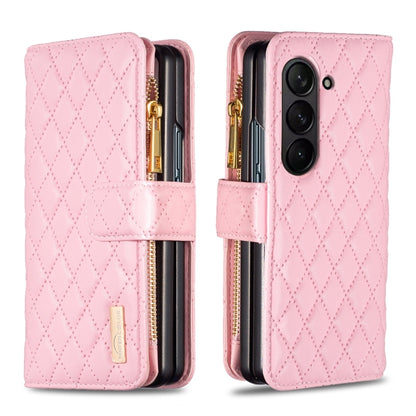 Diamond Lattice Zipper Wallet Leather Flip Phone Case, For Galaxy Z Fold8 5G, For Galaxy Z Fold8 Ultra 5G, For Samsung Galaxy Z Fold7, For Samsung Galaxy Z Fold6, For Samsung Galaxy Z Fold5