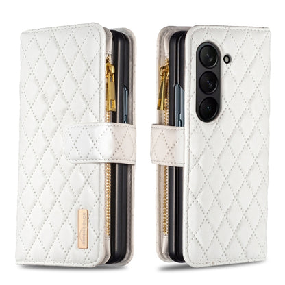 Diamond Lattice Zipper Wallet Leather Flip Phone Case, For Galaxy Z Fold8 5G, For Galaxy Z Fold8 Ultra 5G, For Samsung Galaxy Z Fold7, For Samsung Galaxy Z Fold6, For Samsung Galaxy Z Fold5