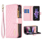 Diamond Lattice Zipper Wallet Leather Flip Phone Case, For Galaxy Z Fold8 5G, For Galaxy Z Fold8 Ultra 5G, For Samsung Galaxy Z Fold7, For Samsung Galaxy Z Fold6, For Samsung Galaxy Z Fold5