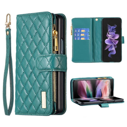 Diamond Lattice Zipper Wallet Leather Flip Phone Case, For Galaxy Z Fold8 5G, For Galaxy Z Fold8 Ultra 5G, For Samsung Galaxy Z Fold7, For Samsung Galaxy Z Fold6, For Samsung Galaxy Z Fold5