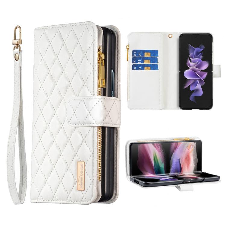 Diamond Lattice Zipper Wallet Leather Flip Phone Case, For Galaxy Z Fold8 5G, For Galaxy Z Fold8 Ultra 5G, For Samsung Galaxy Z Fold7, For Samsung Galaxy Z Fold6, For Samsung Galaxy Z Fold5