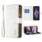 Diamond Lattice Zipper Wallet Leather Flip Phone Case, For Galaxy Z Fold8 5G, For Galaxy Z Fold8 Ultra 5G, For Samsung Galaxy Z Fold7, For Samsung Galaxy Z Fold6, For Samsung Galaxy Z Fold5