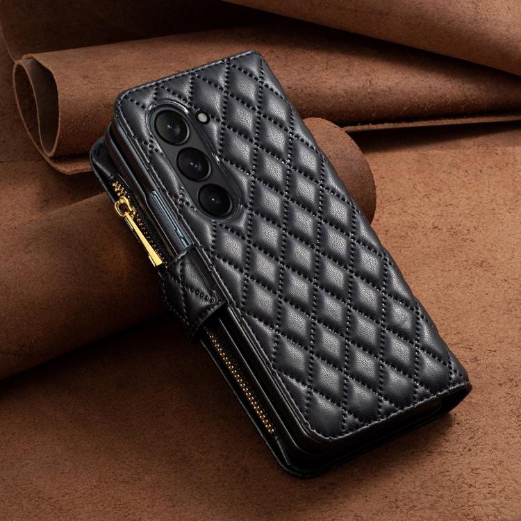 Diamond Lattice Zipper Wallet Leather Flip Phone Case