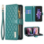 Diamond Lattice Zipper Wallet Leather Flip Phone Case, For Galaxy Z Fold8 5G, For Galaxy Z Fold8 Ultra 5G, For Samsung Galaxy Z Fold7, For Samsung Galaxy Z Fold6, For Samsung Galaxy Z Fold5