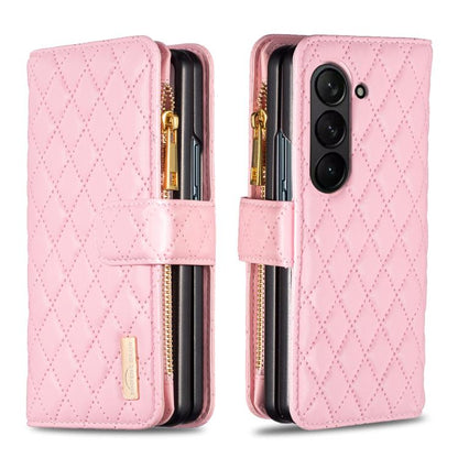 Diamond Lattice Zipper Wallet Leather Flip Phone Case, For Galaxy Z Fold8 5G, For Galaxy Z Fold8 Ultra 5G, For Samsung Galaxy Z Fold7, For Samsung Galaxy Z Fold6, For Samsung Galaxy Z Fold5