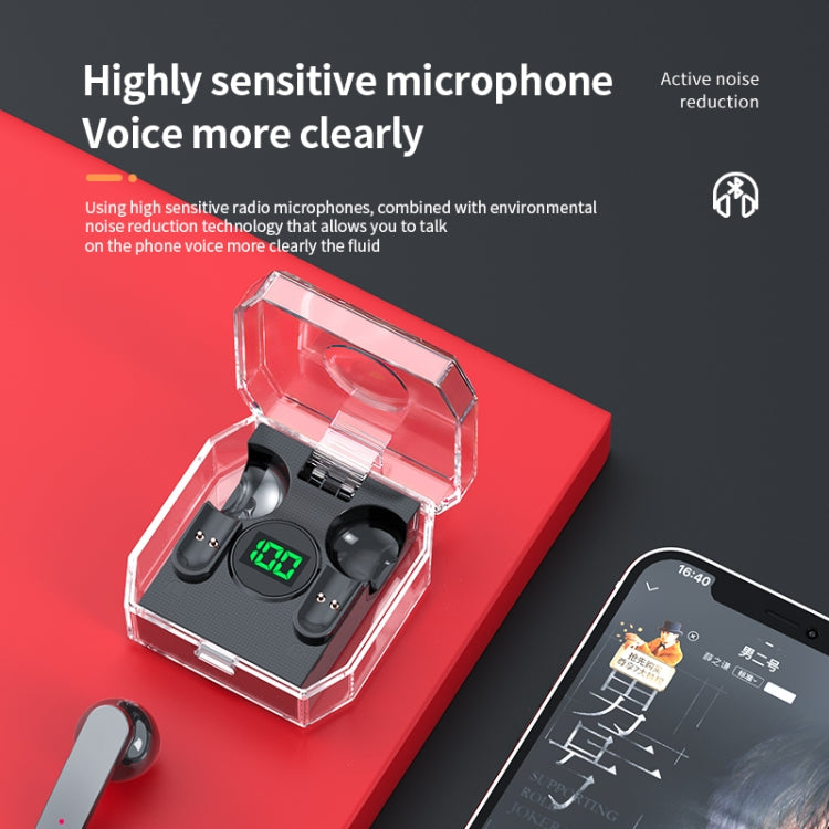 K30 Transparent Capsule Digital Display Touch Control Bluetooth Earphones