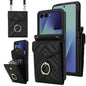 V-shaped RFID Card Slot Phone Case with Ring Holder, For Samsung Galaxy Z Flip7 5G, For Samsung Galaxy Z Flip6 / Flip7 FE, For Samsung Galaxy Z Flip5