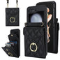 Diamond Lattice RFID Card Slot Phone Case with Ring Holder, For Samsung Galaxy Z Flip7 5G, For Samsung Galaxy Z Flip6 / Flip7 FE, For Samsung Galaxy Z Flip5