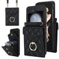 Diamond Lattice RFID Card Slot Phone Case with Ring Holder, For Samsung Galaxy Z Flip7 5G, For Samsung Galaxy Z Flip6 / Flip7 FE, For Samsung Galaxy Z Flip5