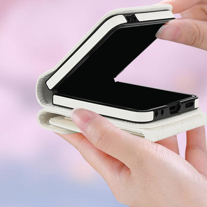 Diamond Lattice RFID Card Slot Phone Case with Ring Holder, For Samsung Galaxy Z Flip7 5G, For Samsung Galaxy Z Flip6 / Flip7 FE, For Samsung Galaxy Z Flip5