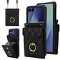 Diamond Lattice RFID Card Slot Phone Case with Ring Holder, For Samsung Galaxy Z Flip7 5G, For Samsung Galaxy Z Flip6 / Flip7 FE, For Samsung Galaxy Z Flip5