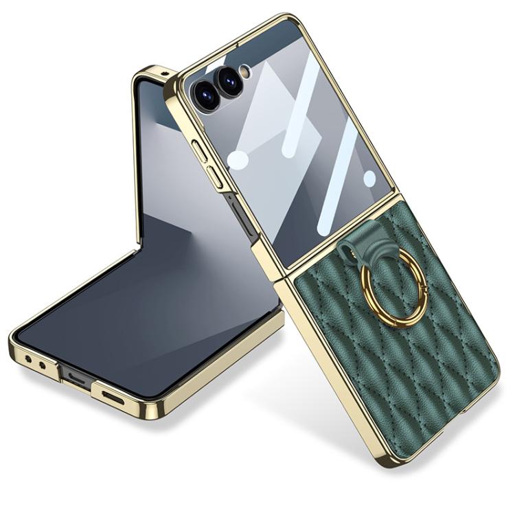 GKK Integrated Plating Diamond Texture PU Phone Case with Ring