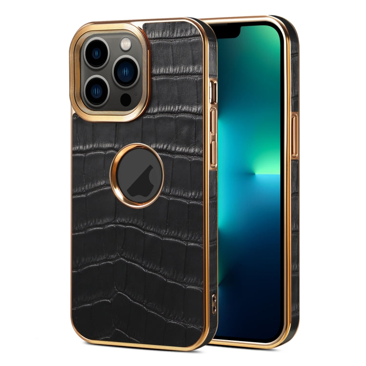 Denior Crocodile Texture Genuine Leather Electroplating Phone Case