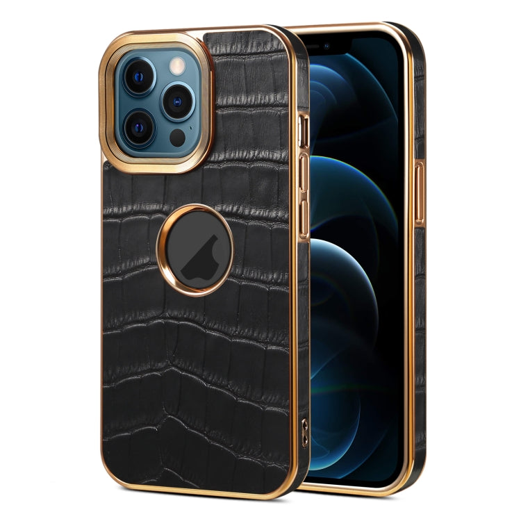 Denior Crocodile Texture Genuine Leather Electroplating Phone Case