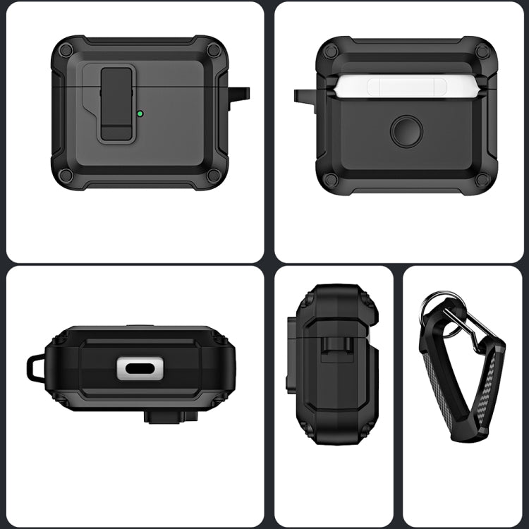 TPU + PC Wireless Bluetooth Earphone Protective Case with Switch Lock & Hook