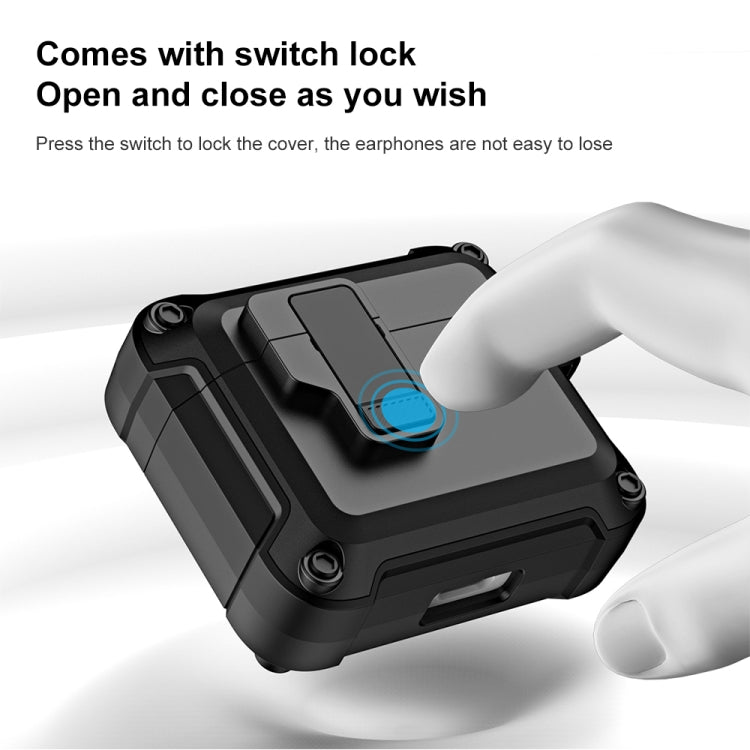 TPU + PC Wireless Bluetooth Earphone Protective Case with Switch Lock & Hook