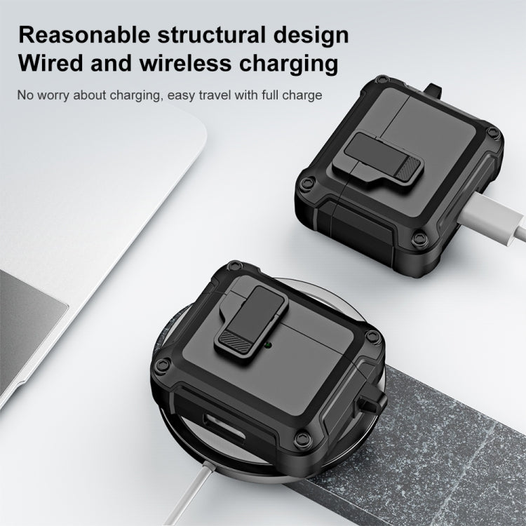 TPU + PC Wireless Bluetooth Earphone Protective Case with Switch Lock & Hook