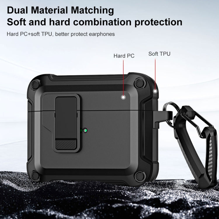 TPU + PC Wireless Bluetooth Earphone Protective Case with Switch Lock & Hook