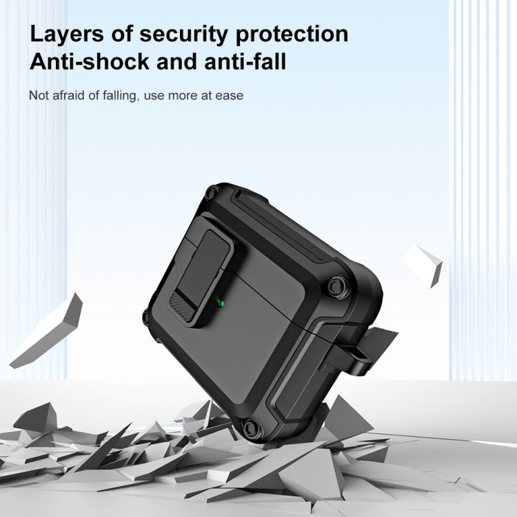 TPU + PC Wireless Bluetooth Earphone Protective Case with Switch Lock & Hook